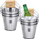 Zopeal 6 Pcs Large Metal Bucket Beer Bucket Galvanized Steel Pail with Handle for Gifts Basket Ice Candy Party (3.5 x 3 x 2.3 Inch,Silver)