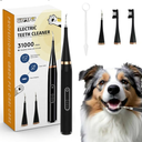 Dog Plaque and Tartar Remover - Dog Tooth Brushing Kit Electric Toothbrush for Dogs,5 Adjustable Mode& 3 Cleaning Head, Plaque Remover for Teeth Stains for Dogs and Cats (Deep Black)