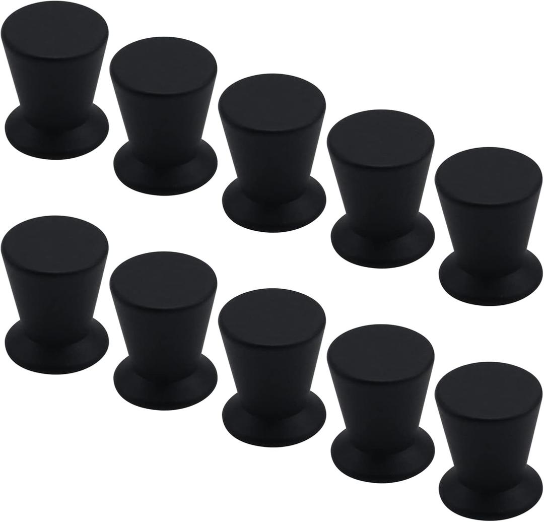 T Tulead 0.79"x0.9" Mini Door Pull Knobs Cabinet Pull Handles Knobs Furniture Hardware Aluminum Alloy Black Drawer Dresser Handles Pack of 10 with Screws