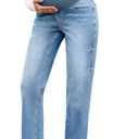 BLENCOT Women's Over The Belly Maternity Ankle Jeans Stretchy Denim Pregnancy Pants with Pockets, S