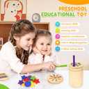 Montessori Toys: 3 in 1 Wooden Color Sorting Toys for Toddlers 3 4 5, Fine Motor Skills Sensory Toy and Color Matching Toy for Preschool Learning Activities, Girls and Boys Gifts