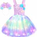 Mermaid Costume Light Up Dress for Girls - Birthday Party Gifts, Decorations, Halloween Costumes (3-4T)