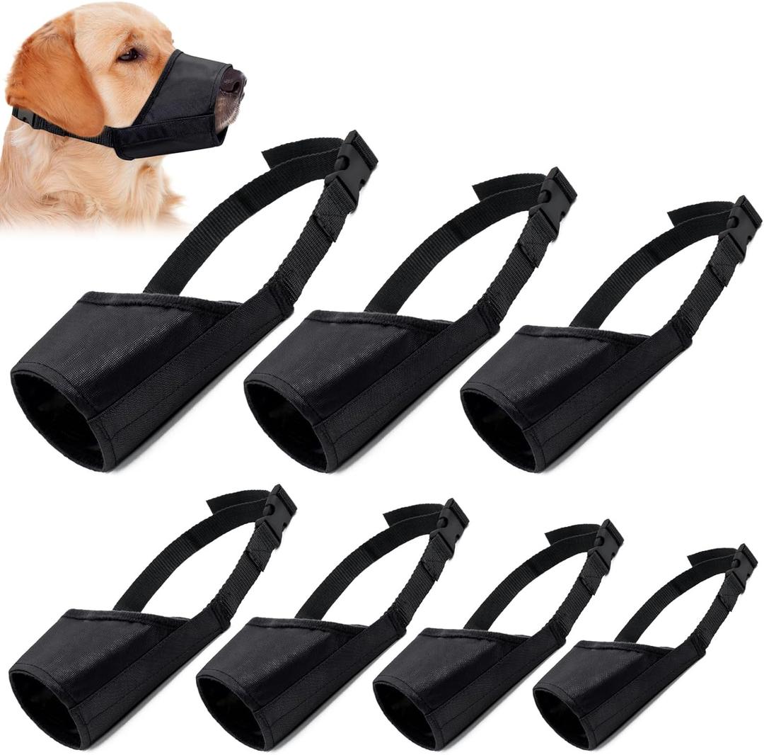 Coppthinktu Dog Muzzle Suit - 7PCS Adjustable Muzzles for Small to Large Dogs, Soft Comfortable Mouth Cover for Long Snout, Controls Biting, Barking & Chewing (AA-Black)