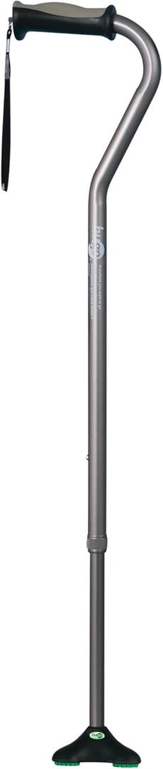 Hugo Mobility 731-858 Adjustable Offset Quadpod Walking Cane with Ultra Stable Cane Tip, Smoke