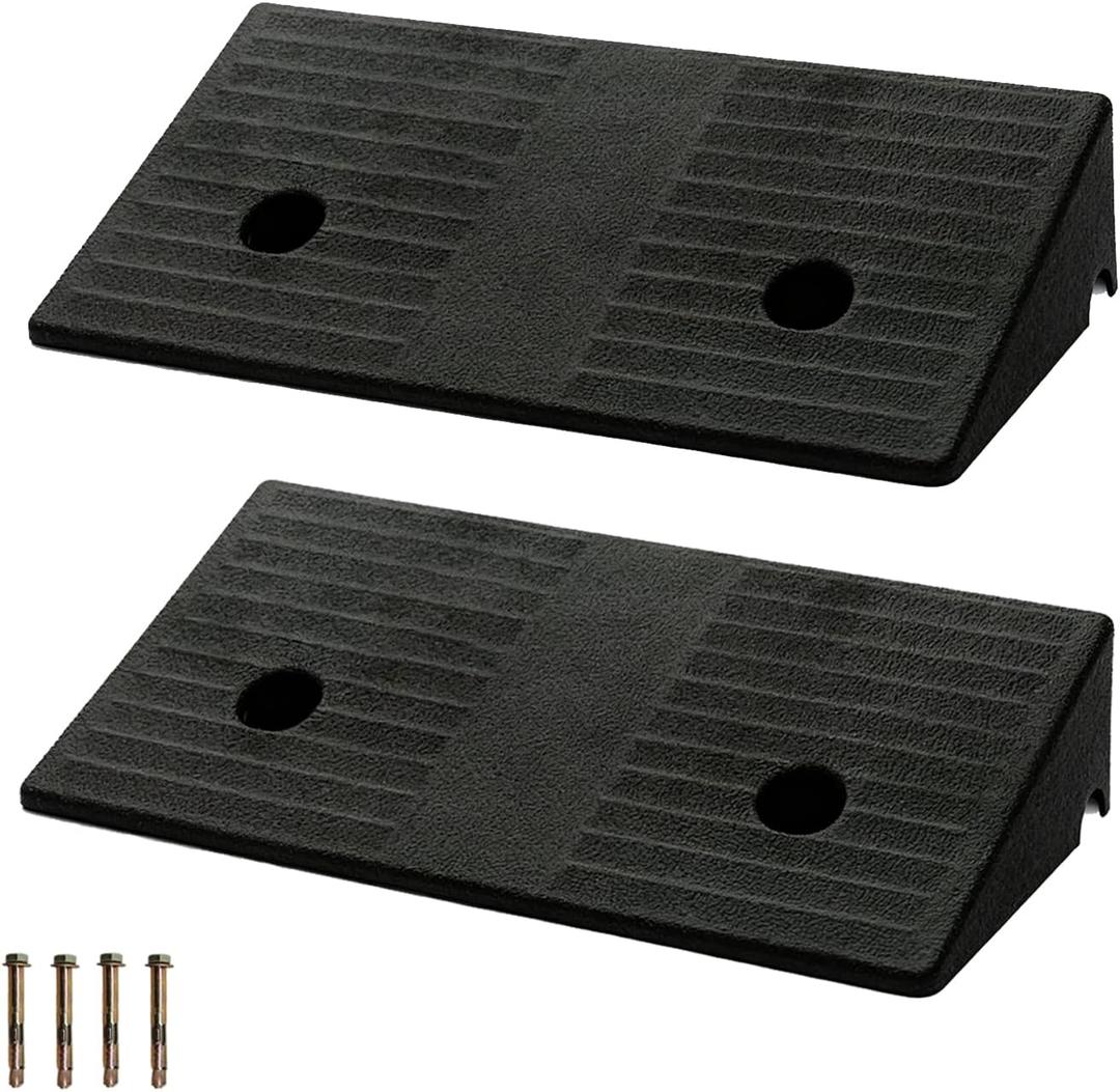 Curb Ramp 3 inch Rise Curb Ramps for Sidewalks Rubber 2 Pcs Driveway Ramps for Low Cars Curb Ramps for Driveway,Shed,Wheelchair 7000lbs Powersport Loading