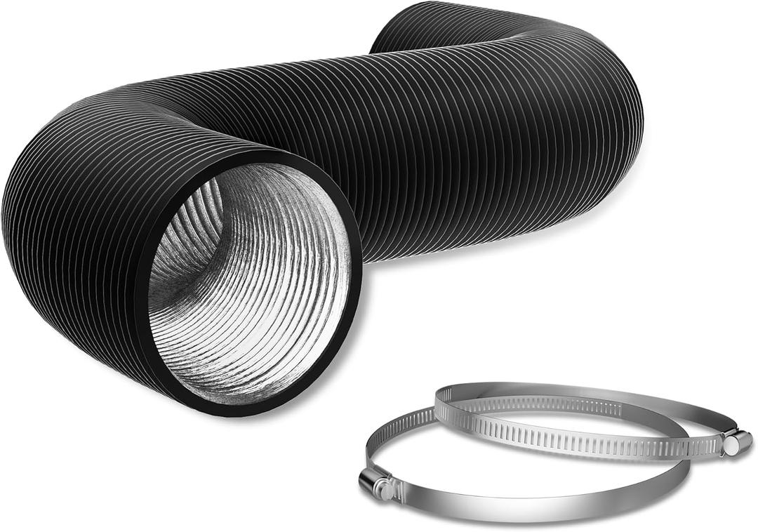 Flexible 3 Inch 8ft Aluminum Ducting-4 Layer Protection Dryer Vent Hose for HVAC Heating Cooling Ventilation and Exhaust, 2 Clamps Included
