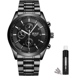 Men's 40mm Analog Watch – Auto Date & Day Display, Stainless Steel Business Wristwatch, Easy to Read, 30M Waterproof, No Chronograph