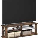 Furinno Nelly TV Stand, 3-Tier Entertainment Center with Open Shelves Storage, TV Console for TV up to 50 Inch, Soft Edges, for Living Room, Bedroom, Amber Pine