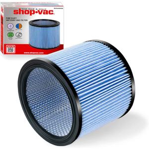 Shop-Vac High Performance 90304/90344 Cartridge Filter, Fits most 5-16 Gallon Shop-Vac Wet/Dry Vacuums, High Efficiency Filtration Paper, Washable and Reusable, 1 Pack