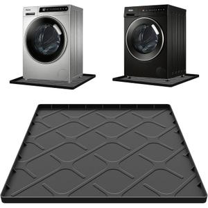 Washing Machine Drain Pan Silicone Mat, 32 x 30 Inch Washer Drip Tray, Non-Slip Waterproof Washer Tray for Floor Protection, Anti-Vibration Mat for Washer or Dryer
