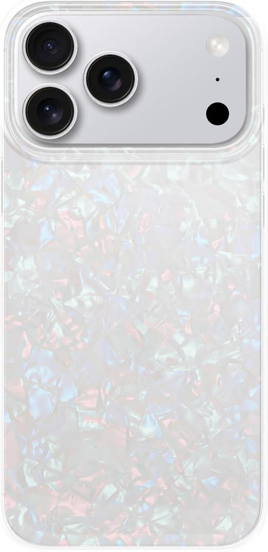 LONLI Hue for iPhone 17 Pro Case - Pearl Tort Shockproof Phone Cover - [Shock-Absorbent Bumper] - Elegant, Unique and Aesthetic for Women and Girls