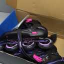 2PM SPORTS Vinal Girls Adjustable Flashing Inline Skates, All Wheels Light Up, Fun Illuminating Skates for Kids Men Adult Women and Boys (X-Large - Adult (9.5W-12W/8.5M-10.5M), Violet & Magenta)