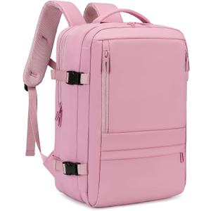 Rcrirth Travel Backpack for Women | Expandable Carry On Backpack with 17.3 Inch Laptop Compartment - Personal Item Travel Bags for Women Nurse Work Bag for Traveling Weekender Business College - Pink