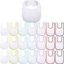 Geyoga 20 Pieces Sublimation Blanks White Bibs for Baby Decorating Washable Reusable Fabric Bibs (Assorted Colors)