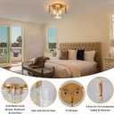 Modern Semi Flush Mount Ceiling Light Fixture, Gold Hallway Light Fixtures Ceiling Mount, Dimmable Foyer Kitchen Lighting Fixtures Ceiling Lights for Bedroom Bathroom Dining Room Laundry Room Entryway