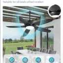 Fanbulous 52 Inch Waterproof Outdoor Ceiling Fan with Lights and Remote,IP65 Hanging Gazebo Fan with 3CCT 6-Speed DC Motor,Black Wet Rated Plug in Ceiling Fan with Cord for Patios Porch Pergola