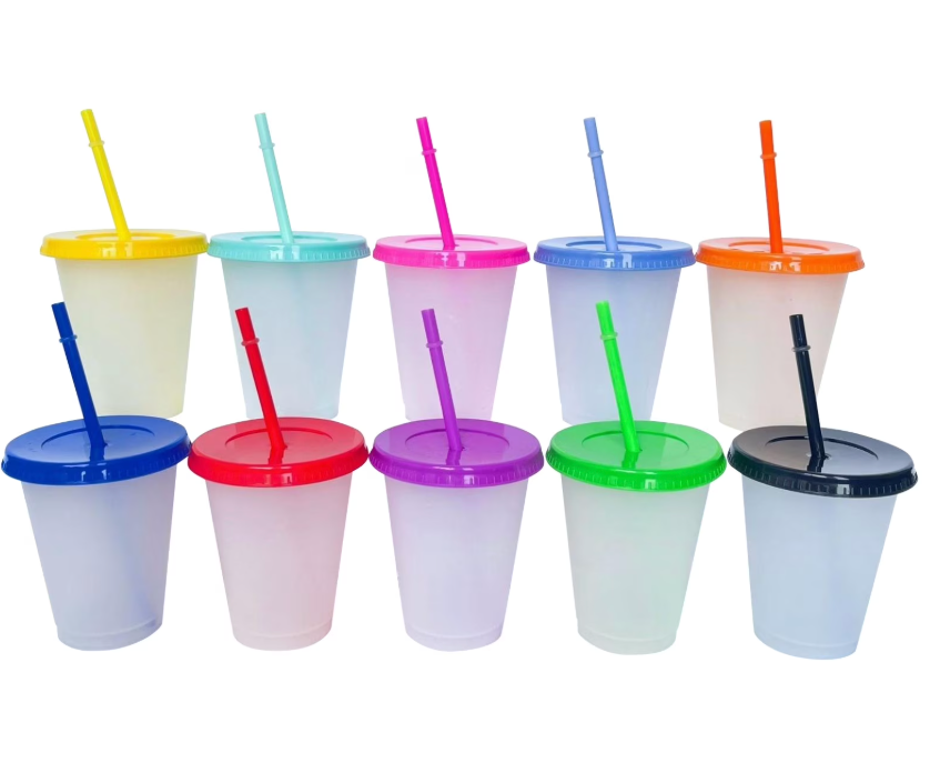 Hsei Reusable Plastic Tumbler with Straw and Lid Bulk -clear Plastic Cups with Lid and Straw for Iced Coffee Water Smoothie Water Bottle Travel Mug Cup for Birthday Party Gifts