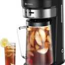 LITIFO Iced Tea Maker and Iced Coffee Maker Brewing System with 2.5-quart Pitcher, sliding strength selector for Taste Customization, Stainless Steel (Black 2.0)