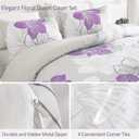 DJY 3 Pieces Duvet Cover Set King Purple Floral Pattern Comforter Cover Set Elegant Boho Lily Duvet Cover with 2 Pillow Cases Lightweight Microfiber Bedding Duvet Cover Set for All Season 90"x 104"