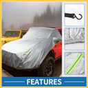 Front Half Car Cover Waterproof 280x120cm Outdoor Half Cover for Car Aluminum Film Cotton Silver Tone Auto Replacement Parts