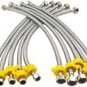 10PK 16 Inch Faucet Supply Lines, 3/8" Comp x 1/2" FIP Sink Hose Faucet Hose Connector, for toilet hose for Bathroom Kitchen Water Supply with Stainless Steel Braided Supply Line & Faucet Hose Wrench