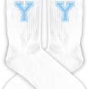 Blue And White-Striped Letter Socks, Sports Socks For Men, Blue Team socks, Friends And Family, Birthday Gift.(Y)