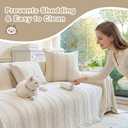 Couch Cover for Dogs Washable Sofa Cover, Sectional Couch Covers, Sofa Covers for 2 Cushion Couch, Non Slip Stripe Sofa Slipcovers Furniture Protector (Beige, 71x118)