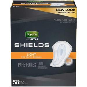 DependsMen Incontinence Shields/Pads Light Absorbency - 1 Box