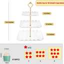 DAFURIET Dessert Cupcake Stand, 3 Tier Cup Cake Holder Tower for Tea Party/Birthday/Wedding, Plastic Tiered Serving Tray with Metal Rod, White