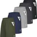 Little Beauty 5 Pack Mens Gym Shorts with Pockets Fast Dry Basketball Athletic Shorts for Men Running Casual Activewear, 2XL