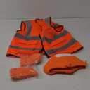 4Pcs Traffic Cone Costume Halloween Construction Orange Traffic Cone Hat Reflective Vest with Glove and Sock for Men Women Adult Party Costume