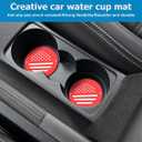 Car Cup Holder Coaster, 4PCS 2.75 Inch American Flag Anti Slip Shockproof Vehicle Drink Mat, Patriotic Auto Interior Water Bottle Pad Accessories, Universal for SUV Sedan Truck (Red)