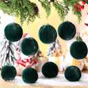 15 Pcs 3.54 in Christmas Dark Green Ball Ornaments for Xmas Tree Large Soft Faux Fur Hanging Pom Pom Furry Ball Ornaments for Vintage Christmas Home Fireplace Mantel Holiday Party Decor