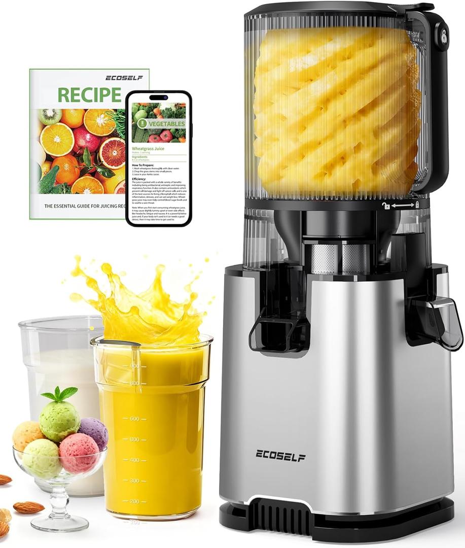 Cold Press Juicer Machines with Extra Large Feed Chute For Fruits & Vegetables, High Juice Yield, Grey