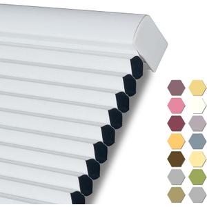 Persilux 100% Blackout Cordless Cellular Shades & Blinds Honeycomb Blinds Bottom up Waterproof Thermal Insulated Window Shades for Home, Windows and Kitchen, White, 17" W x 48" H (17"W x 48"H, White)