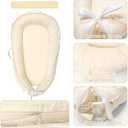 Hooyax Baby Lounger Cover Only, 100% Cotton Newborn Nest Cover, Soft Portable Baby Nest Replacement Cover for Boys Girls, Breathable Infant Lounger Covers, Baby Essential (Beige)