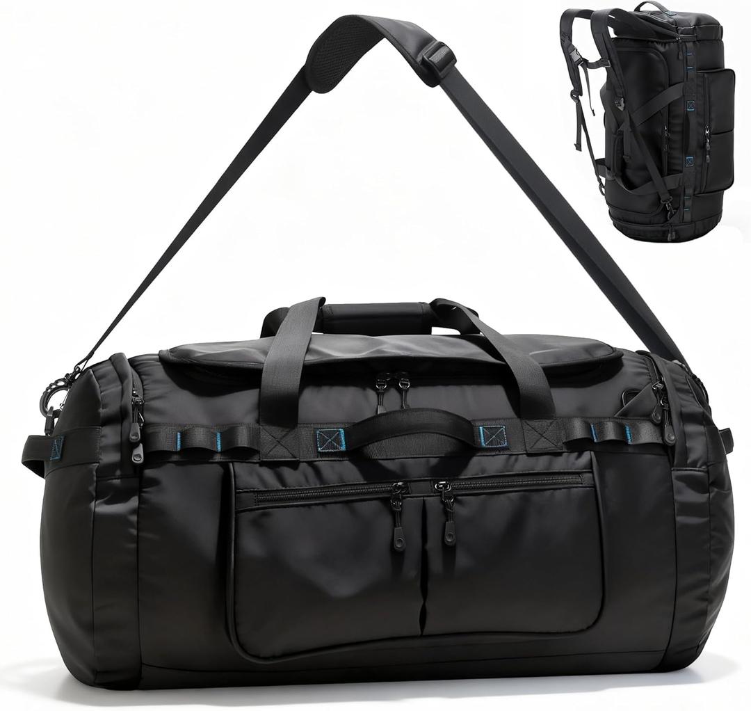 Large Travel Duffle Backpack for Men Women with Straps, 45L/60L/90L Waterproof Gym Duffel Bag with Shoes Compartment for Hiking, Camping, Gym, Overnight (60L)