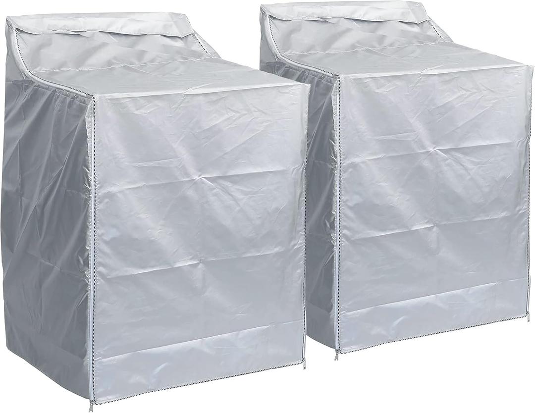 BlueStars 2PCS Washing Machine Covers For Top-load - Premium Outdoor Protection For Most Washer Dryer Cover - W29x D28x H43 (Silver)