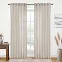 XTMYI Country Curtains for Living Room,Sheer Linen Shabby Chic Curtains for Bedroom 70 Inches Wide 84 Inches Long Oatmeal