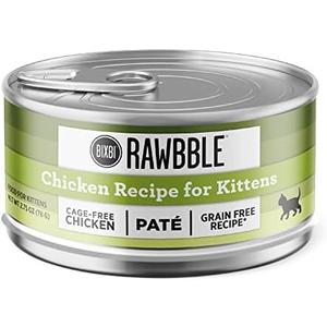 BIXBI Rawbble Chicken Pate Recipe for Kittens Cans – Grain Free, Protein Rich Wet Kitten Food–(2.75 Ounce Cans, Case of 24). Jun/2025