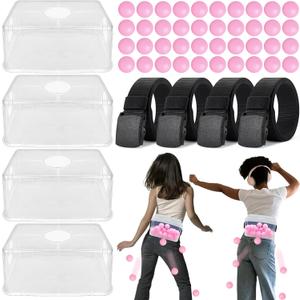 4PCS Pink Swing Shaking Balls Game Set for Baby Shower Interactive Table Tennis Twerk Game for Boy or Girl