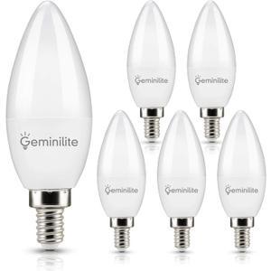 E12 LED Candelabra Light Bulbs 80W Equivalent, Soft White 3000K 806 Lumen High Brightness Chandelier Bulb, 8W B11 Non-Dimmable Type B Light Bulb for Ceiling Fan 6 Pack