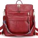 Women's Fashion Backpack Purse Multipurpose Design Convertible Satchel Handbags Shoulder Bag Travel bag (Red)
