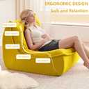 Bean Bag Chair for Adults, Single Lounge Chair with Lumbar Pillow, Comfy Floor Sofa with High-Resilience Foam, Lazy Accent Chair for Living Room, Bedroom, Apartment, Or Reading Corner, Yellow, 2 ft 7.5 in x 3 ft 2.5 in x 2 ft 3.5 in