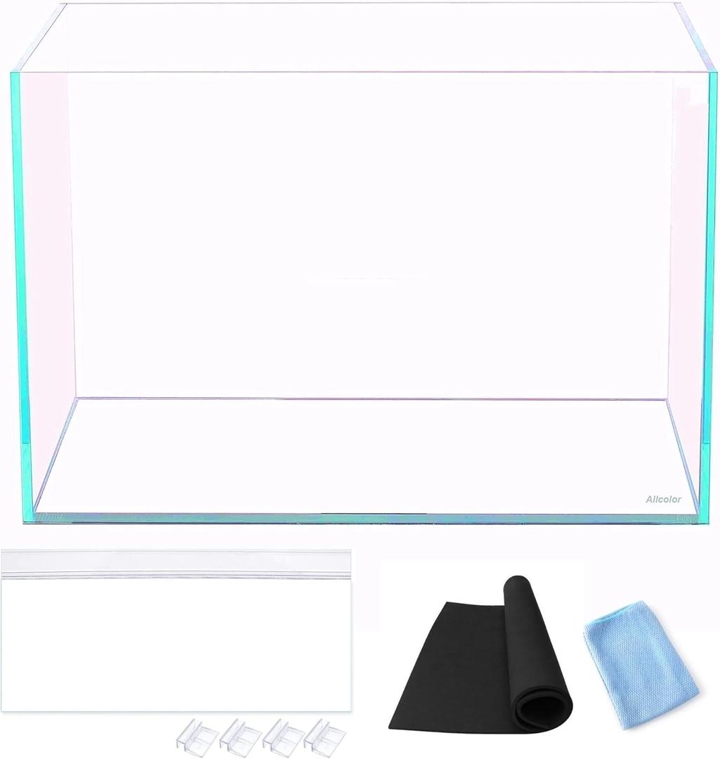 Ultra Clear Rimless Aquarium Tank 2-22 gallons Low Iron Glass (6Gal) (6Gal 14.1" L  10.2" W  10.2" H)