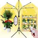 5-Head Adjustable LED Lights, Full Spectrum Grow Lamp with Timer, Warm White Light for Indoor Plants