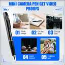 Mini Spy Camera Pen 1080P Full HD Video Recorder with 64GB Card, USB Charging, Security Surveillance Camera