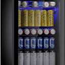 Antarctic Star Beverage Cooler 145 Can Mini Fridge Glass Door for Soda Beer Wine Glass Door Stainless Steel Small Drink Refrigerator Digital Display for Home, Office Bar,4.4cu.ft (Black)
