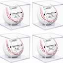 4 Pack Baseball Display Case UV Protected Acrylic Clear Baseball Holder Square Cube Ball Protector Memorabilia Autograph Display Box for Official Size Baseball, Clear