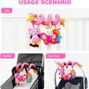 Jollybaby Crib Stroller Car Seat Toys for Baby 0-3-6-9-12 Months, Tummy Time Hanging Sensory Toys for Newborn with Music Box and Teether, Spiral Carseat Toy for Infant Boys Girls Gifts (13-Pink)